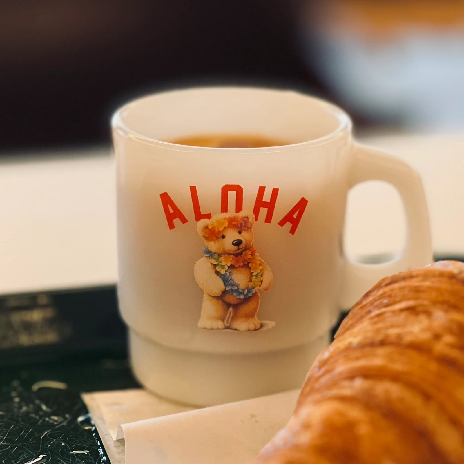 Hula Bear Milk Glass Mug